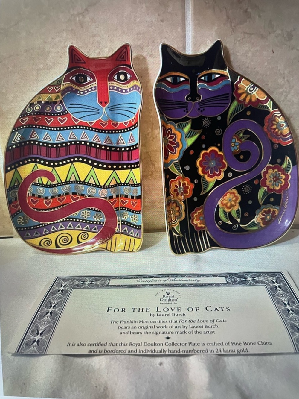 Royal Doulton Feline Collectible Plate - Laurel Burch For The Love of Cats.